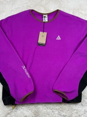 Nike NWT Men's ACG Wolf Tree Crewneck Thermal Layer Sweatshirt Purple Large